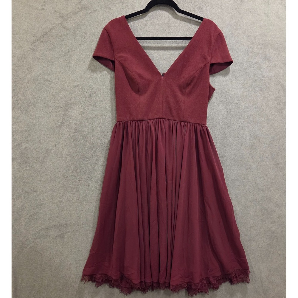NWT Dress the Population Corey Midi Chiffon Dress Women Large‎ Flowy Cocktail